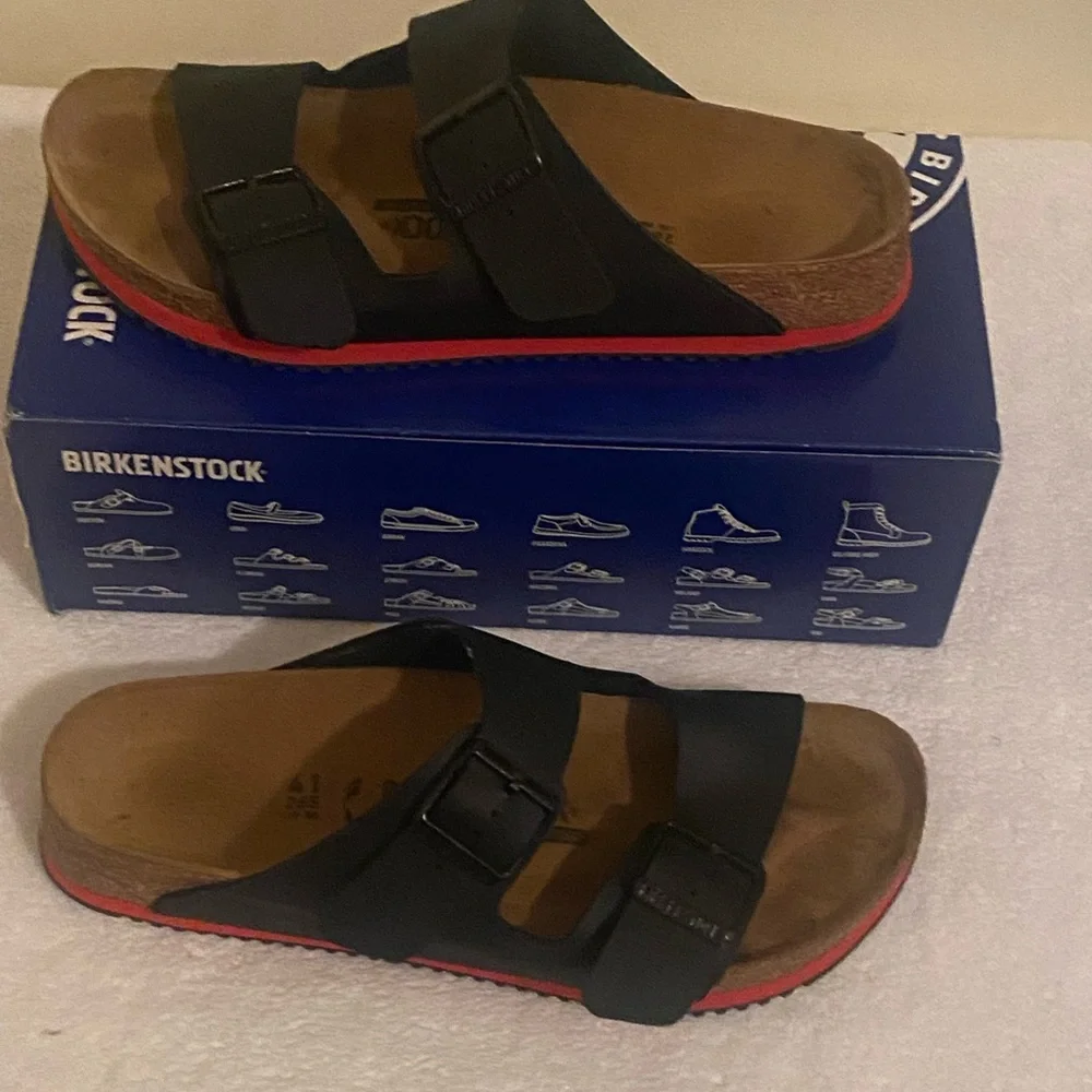 Birkenstock Unisex‎ Arizona Super Grip Birko-Flor Sandals Size M8.5/W10.5 Black - Picture 2 of 6